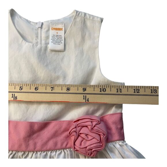 Gymboree Girls Girl's 4 White Pink Black Sleeveless Spring Summer Formal Dress - Picture 12 of 13